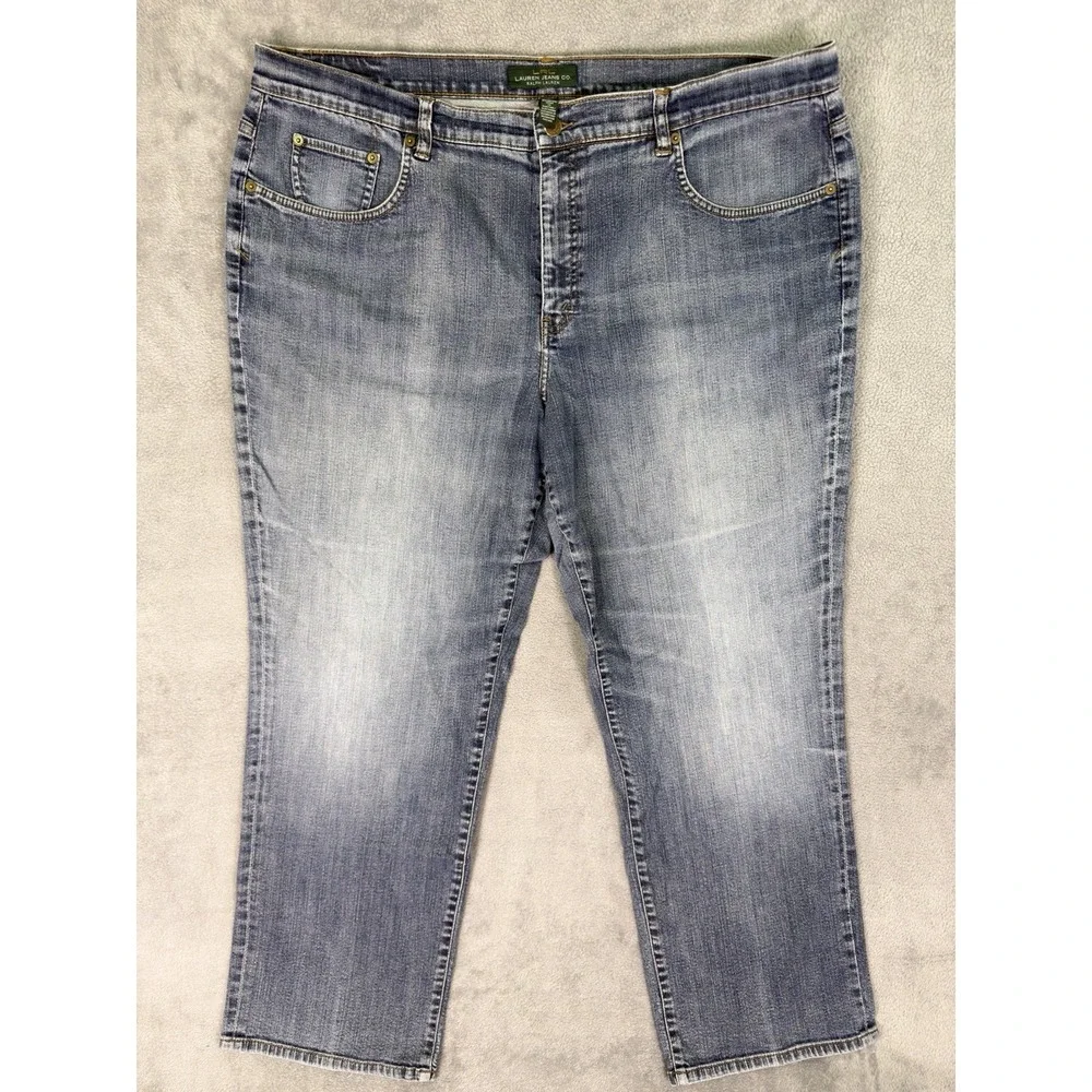 Lauren Ralph Lauren Jeans Womens 20W Plus‎ Blue Straight Classic High Rise Denim